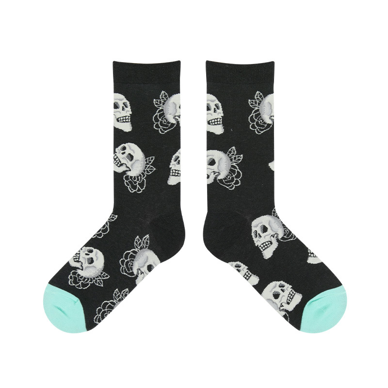 DAMAHOOV Original Spring Summer Series Peace Love Death Personality Tide Crew Socks Cotton Socks For Men Women Couple